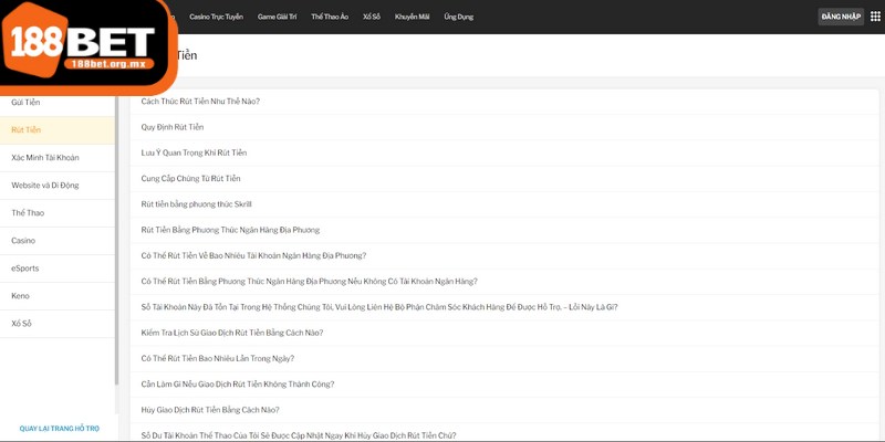 Rút tiền 188BET - Hướng dẫn rút tiền trong một nốt nhạc 4 Quy trình rút tiền 188BET không chỉ nhanh chóng và thuận tiện